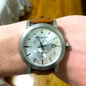 Burberry Men’s Light Brown Leather Strap Watch